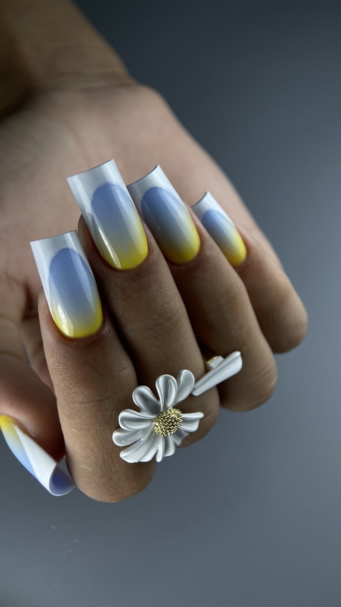 Комби-маникюр с покрытием - работа LYU-NAILS